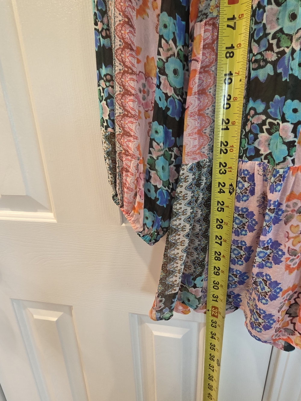Anthropologie Maureen Patchwork Floral Babydoll Tunic Blouse Size Large - Picture 6 of 9
